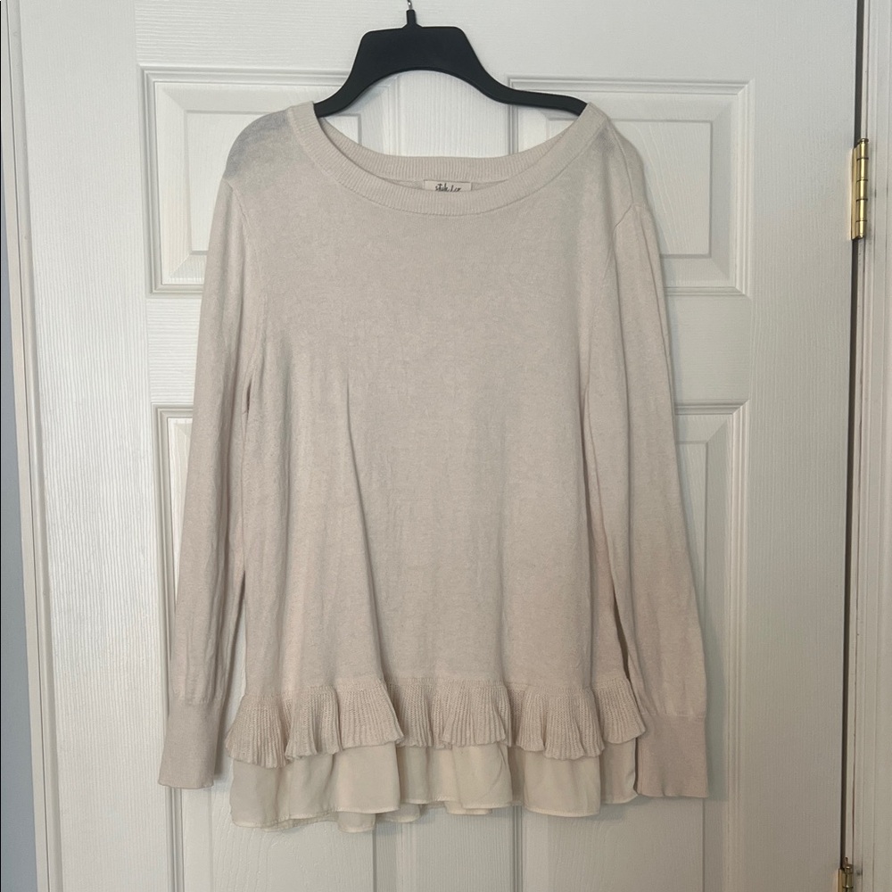 Style & Co.  Cream Ruffle Hem Women's Top